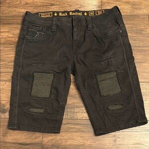 Rock Revival Dark Distressed Jorts Men's Jean Shorts size 38